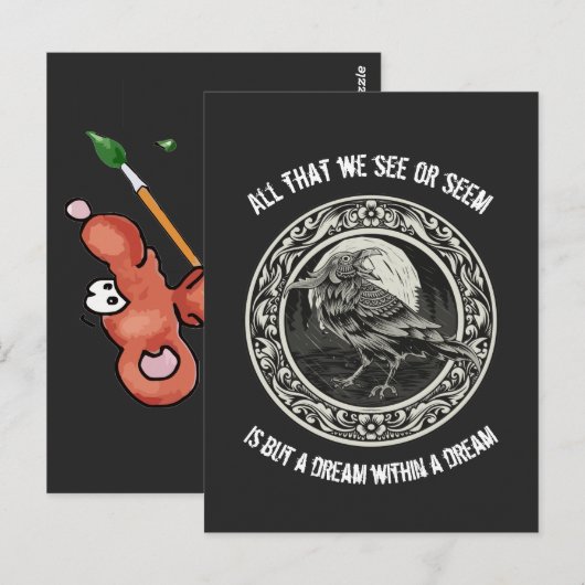 Edgar Allan Poe Poet Author Dream Raven Medallion Briefkaart (Voorkant / Achterkant)