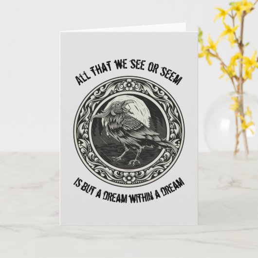Edgar Allan Poe Poet Author Dream Raven Medallion Kaart (Gele Bloem)