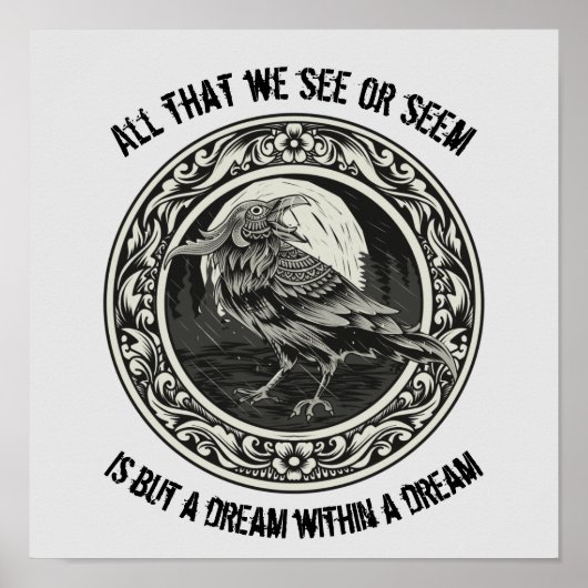 Edgar Allan Poe Poet Author Dream Raven Medallion Poster (Voorkant)
