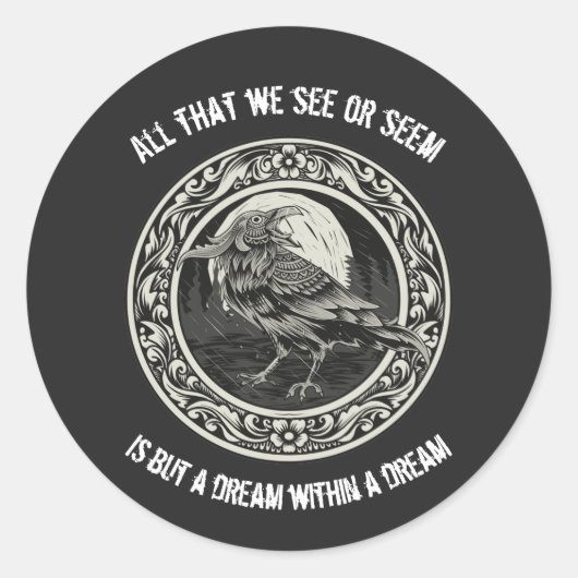 Edgar Allan Poe Poet Author Dream Raven Medallion Ronde Sticker (Voorkant)
