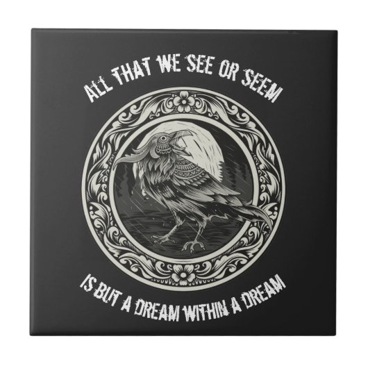 Edgar Allan Poe Poet Author Dream Raven Medallion Tegeltje (Voorkant)