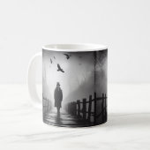 Edgar Allan Poe Poet Bridge Ravens Foggy Spooky Koffiemok (Voorkant links)
