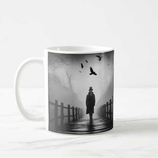 Edgar Allan Poe Poet Bridge Ravens Foggy Spooky Koffiemok (Links)