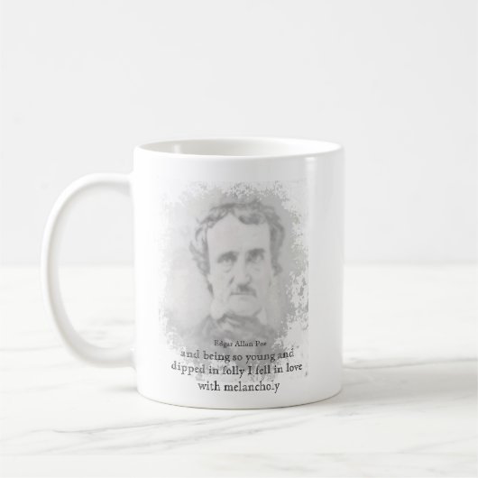 Edgar Allan Poe Poet Melancholy Quote Briefkaart Koffiemok (Links)