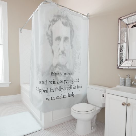 Edgar Allan Poe Poet Melancholy Quote Douchegordijn (In situ)