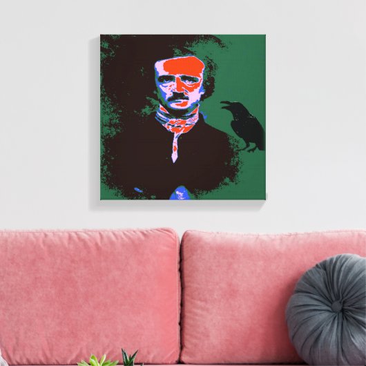 Edgar Allan Poe Pop Art Portret Canvas Afdruk (Insitu (Woonkamer))