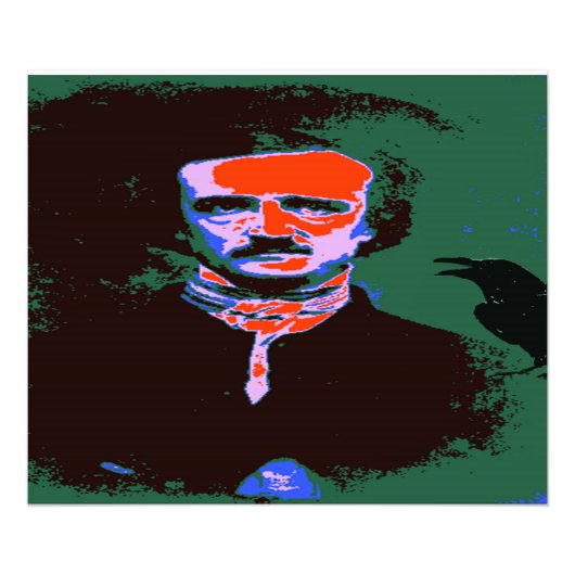 Edgar Allan Poe Pop Art Portret Foto Afdruk (Voorkant)