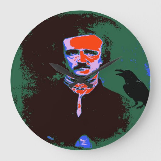 Edgar Allan Poe Pop Art Portret Grote Klok (Voorkant)