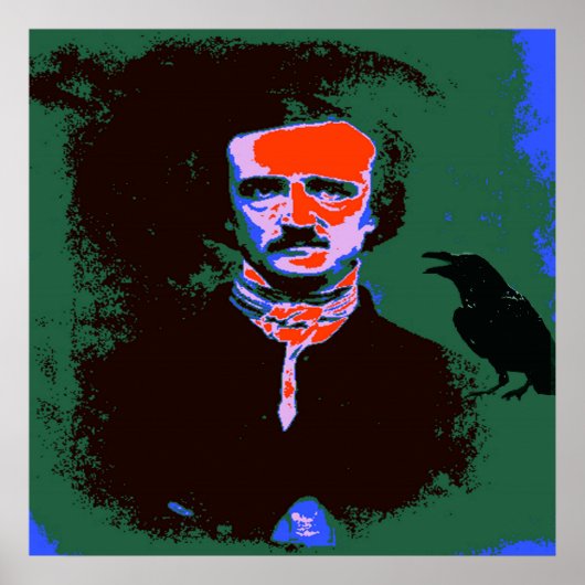 Edgar Allan Poe Pop Art Portret Poster (Voorkant)