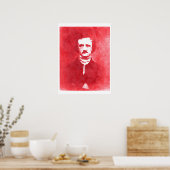 Edgar Allan Poe Pop Art Portret rood Poster (Keuken)