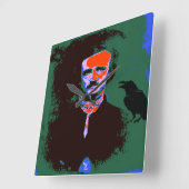 Edgar Allan Poe Pop Art Portret Vierkante Klok (Hoek)