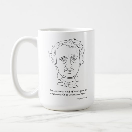 Edgar Allan Poe Portrait With Believe Quotation Koffiemok (Links)