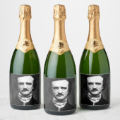 Edgar Allan Poe Portret Sparkling Wijnetiket (Flessen)