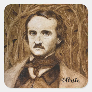 Edgar Allan Poe Portret Square Stickers
