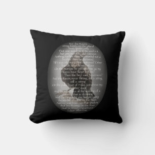 Edgar Allan Poe Raven Gedicht, Nevermore Citaat Kussen