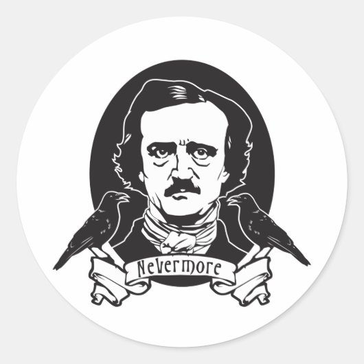 Edgar Allan Poe Ronde Sticker (Voorkant)