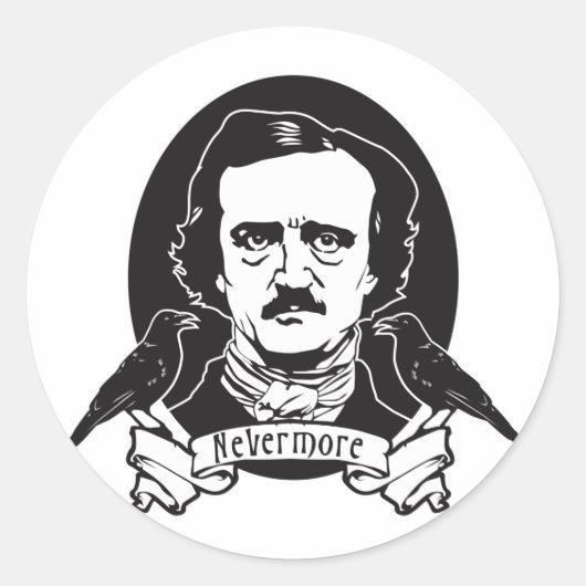 Edgar Allan Poe Ronde Sticker (Voorkant)