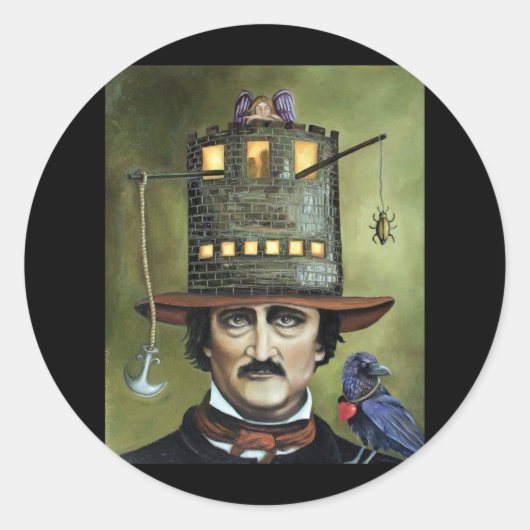Edgar Allan Poe Ronde Sticker (Voorkant)
