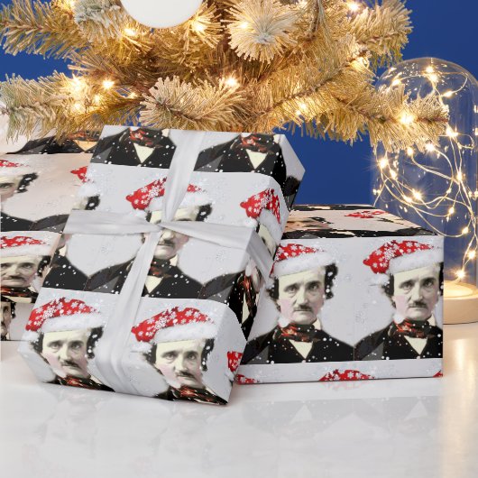 Edgar Allan Poe Santa Hat Fun Auteur Poet Art Cadeaupapier (Feestdagen)