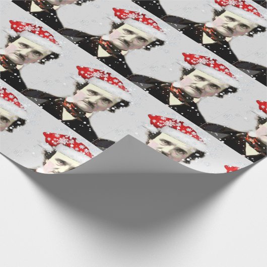 Edgar Allan Poe Santa Hat Fun Auteur Poet Art Cadeaupapier (Hoek)
