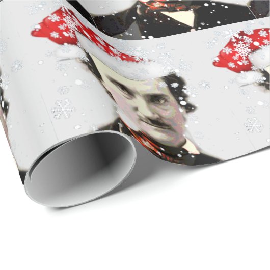 Edgar Allan Poe Santa Hat Fun Auteur Poet Art Cadeaupapier (Rol Hoek)