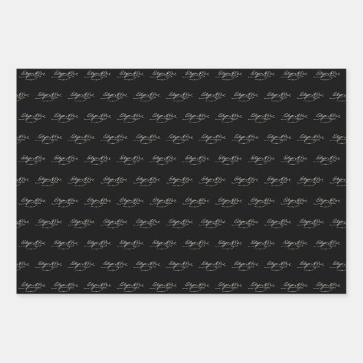 Edgar Allan Poe, Signature, Raven en Portrait Inpakpapier Vel (Voorkant 3)
