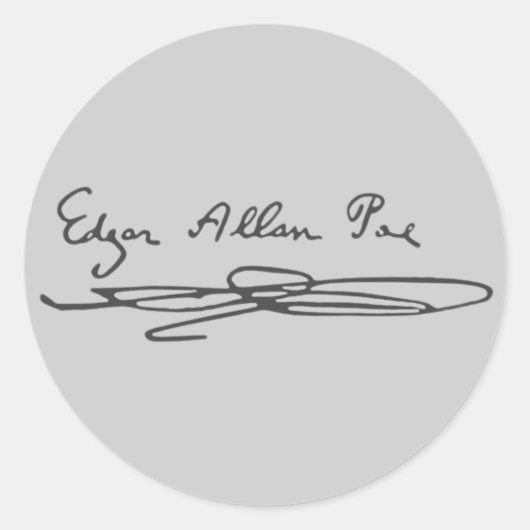 Edgar Allan Poe Signature Ronde Sticker (Voorkant)