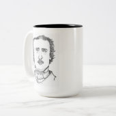 Edgar Allan Poe Stipple Art Coffee Mug Tweekleurige Koffiemok (Voorkant links)