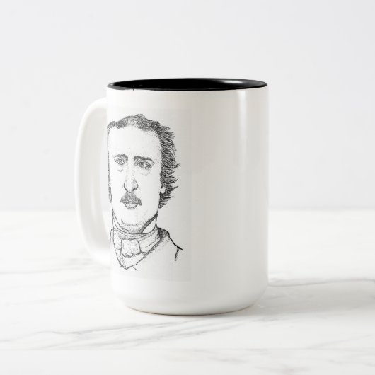 Edgar Allan Poe Stipple Art Coffee Mug Tweekleurige Koffiemok (Voorkant links)
