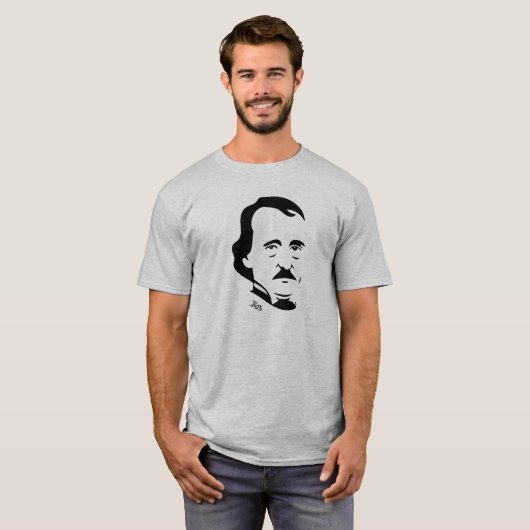 Edgar Allan Poe T-Shirt    (lichtgrijs) (Voorkant volledig)