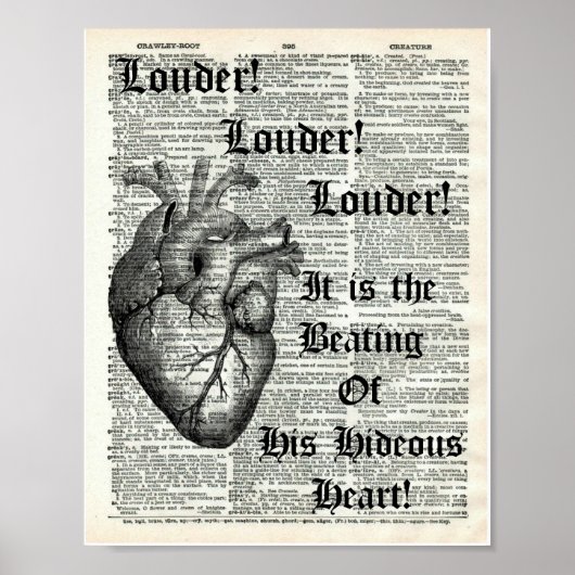 Edgar Allan Poe Tell Tale Heart Dictionary Afdrukk Poster (Voorkant)