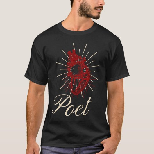 Edgar Allan Poe Tell Tale Heart literaire schrijve T-shirt (Voorkant)