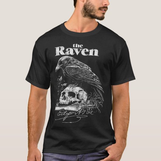Edgar Allan Poe The Raven Nevermore Distressed Ret T-shirt (Voorkant)