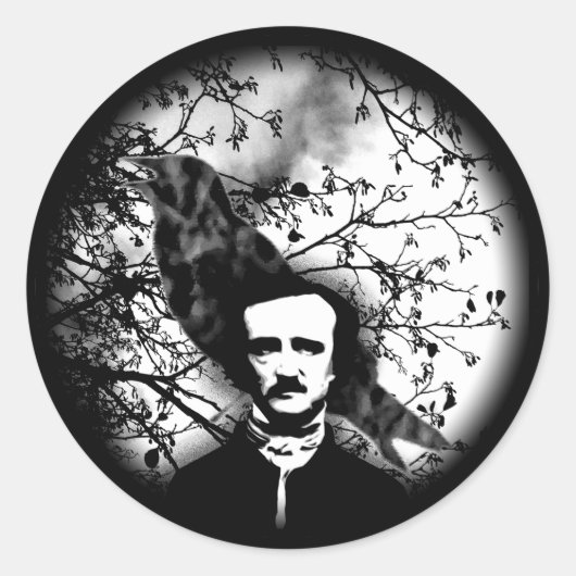 Edgar Allan Poe 'The Raven' Ronde Sticker (Voorkant)