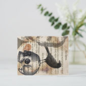 Edgar Allan Poe The Raven Skull and Bird Briefkaart (Staand voorkant)