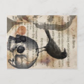 Edgar Allan Poe The Raven Skull and Bird Briefkaart (Voorkant)