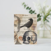 Edgar Allan Poe The Raven Skull en BIrd Briefkaart (Staand voorkant)