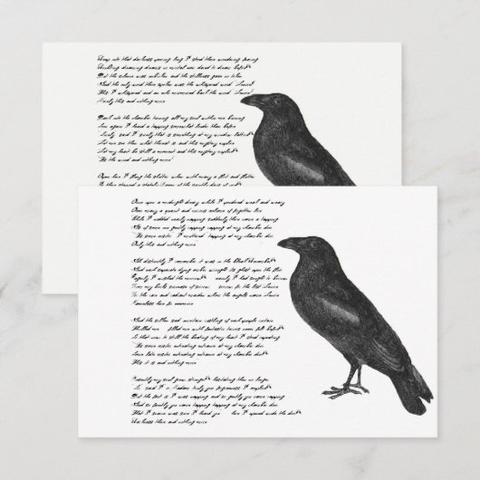 Edgar Allan Poe "The Raven" Wenskaart (Voorkant / Achterkant)