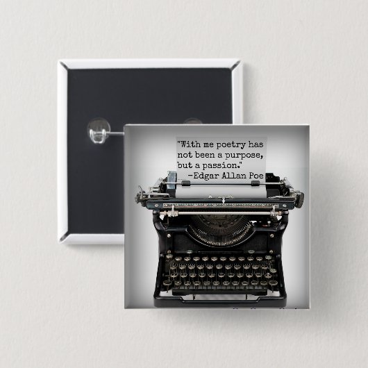 Edgar Allan Poe-toets Vierkante Button 5,1 Cm (Voorkant /achterkant)