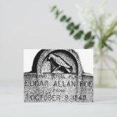 Edgar Allan Poe Tombstone. Creepy Halloween Afbeel Briefkaart (Staand voorkant)
