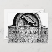 Edgar Allan Poe Tombstone. Creepy Halloween Afbeel Briefkaart (Voorkant / Achterkant)
