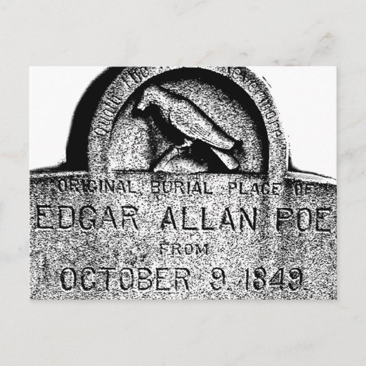 Edgar Allan Poe Tombstone. Creepy Halloween Afbeel Briefkaart (Voorkant)