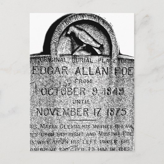 Edgar Allan Poe Tombstone. Creepy Halloween Afbeel Briefkaart (Voorkant)