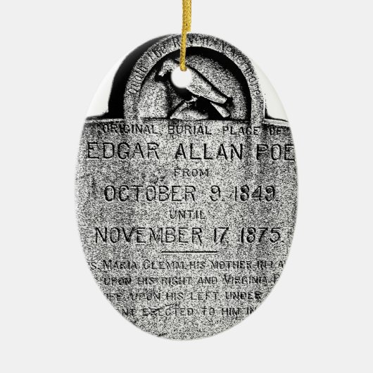 Edgar Allan Poe Tombstone. Creepy Halloween Afbeel Keramisch Ornament (Voorkant)