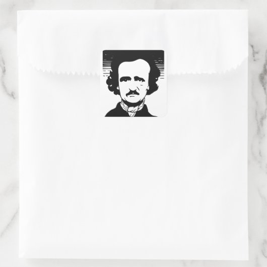 Edgar Allan Poe Vierkante Sticker (Tas)