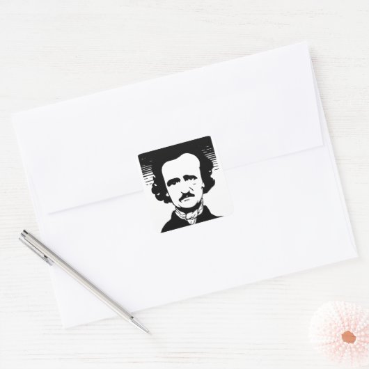 Edgar Allan Poe Vierkante Sticker (Envelop)