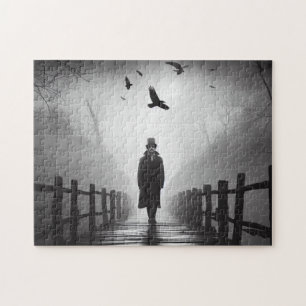 Edgar Allan Poe wandelbrug met Raven Birds Legpuzzel