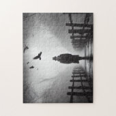 Edgar Allan Poe wandelbrug met Raven Birds Legpuzzel (Verticaal)