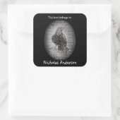 Edgar Allen Poe Het Raven Gedicht Boekplaatkunst Vierkante Sticker (Tas)