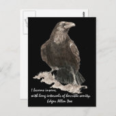 Edgar Allen Poe Insanity Quote Waterverf Raven Briefkaart (Voorkant / Achterkant)